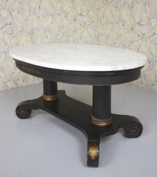 1920'S Oval & Marble Topped Coffee Table.

