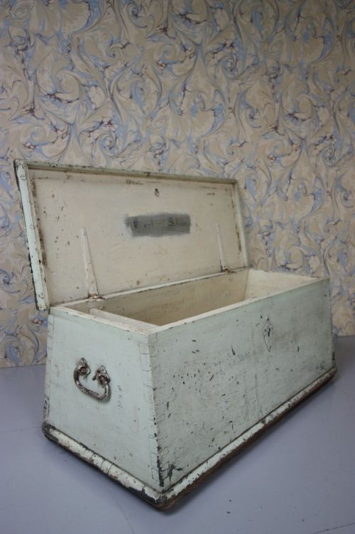 19th Century Antique Painted Pine Ship's Trunk