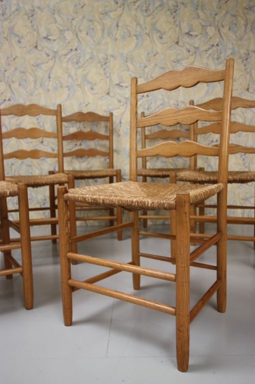 Set of Six Elm Gimson Design Dining Chairs