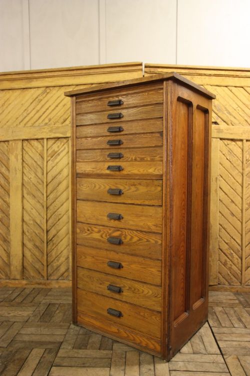 Industrial Tall Antique Ash Chest of Drawers