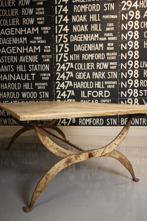 Large 19th Century Iron & Pine Coffee Table