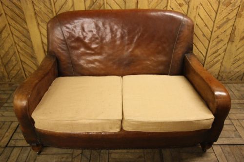 fig 1. English Antique Brown Leather Sofa