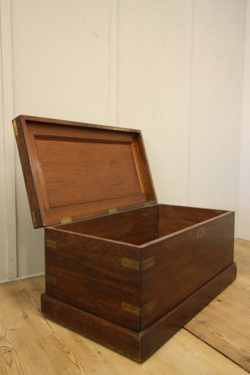 English Brass Bound Antique Camphor Wood Box