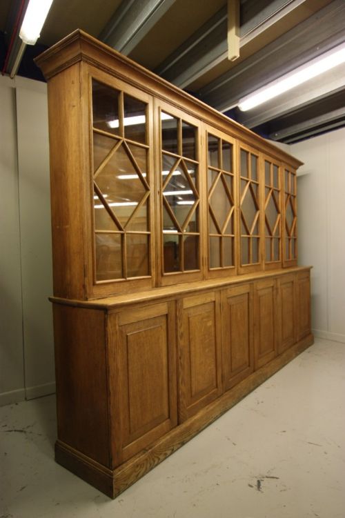 fig 1. Fabulous Large Antique Oak Astragal Bookcase