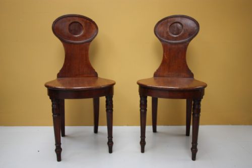 fig 1. Pair of Regency Antique Mahogany Hall Chairs