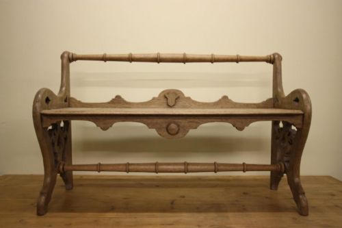 fig 1. English Antique Oak Hall Bench
