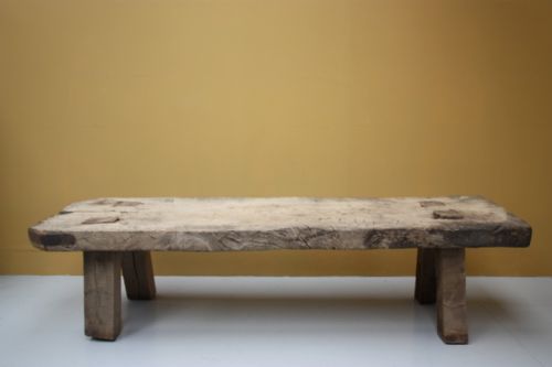 Antique Elm Pig Bench Table