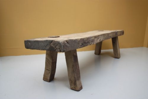 fig 1. Antique Elm Pig Bench Table