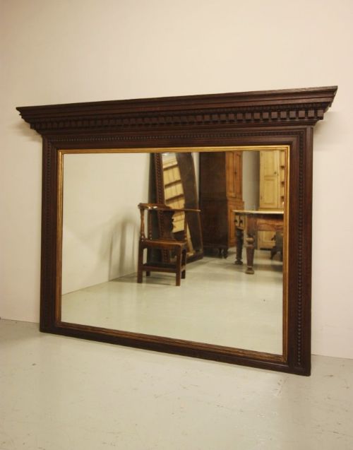 fig 1. English Antique Oak Overmantle Mirror