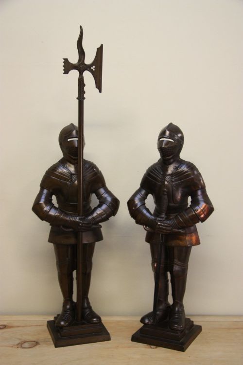 fig 1. Pair of Antique Iron Armour Fireside Companion Set.