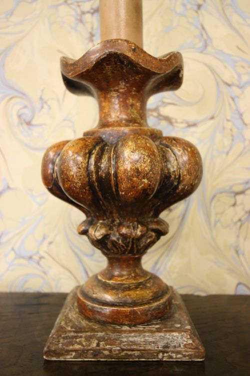 fig 1. 1920's Pine & Gesso Antique Table Lamp