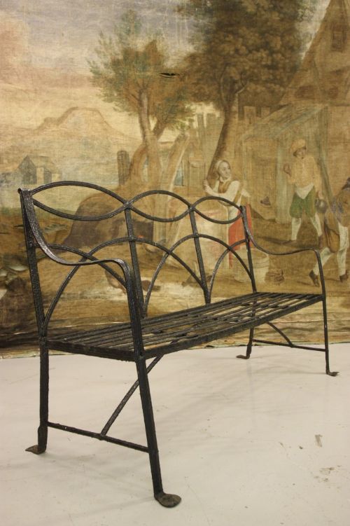 Regency Antique Wrought Iron Garden Bench