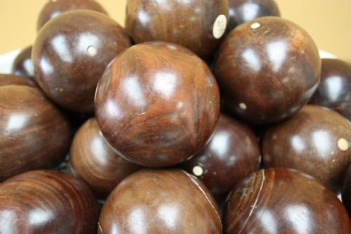 fig 1. Collection of Scottish Antique Lignum Vitae Carpet Bowls