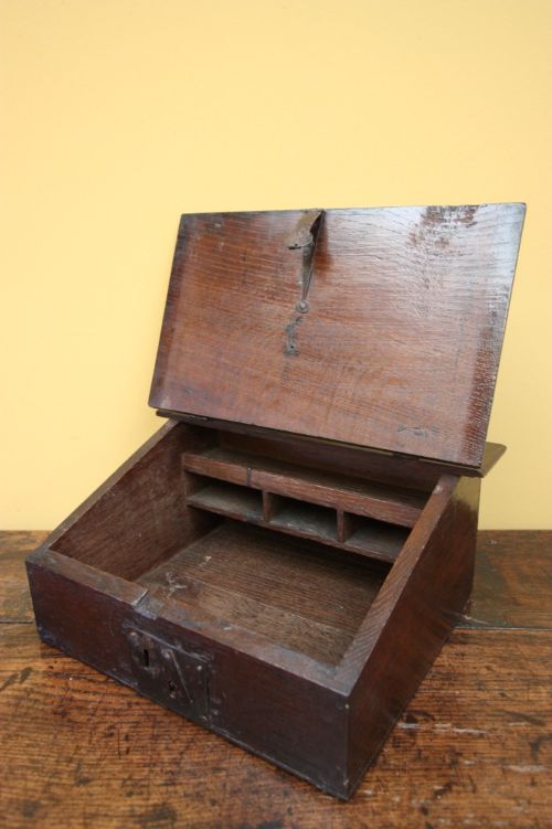 Small Queen Anne Antique Oak Writing Slope