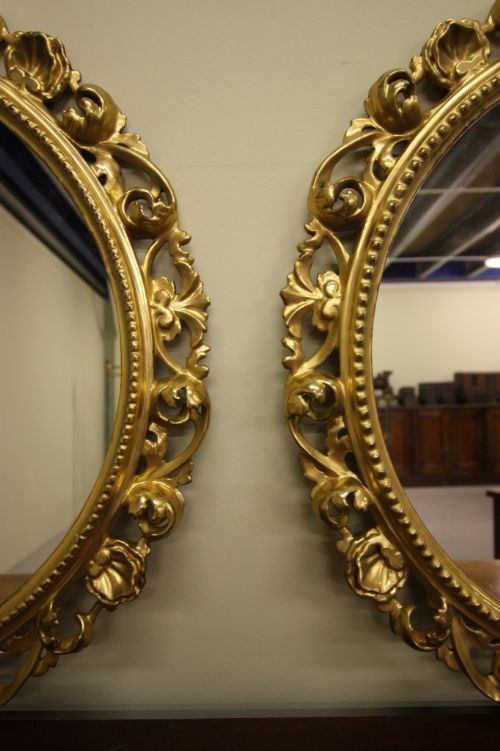 Pair of Beautiful Antique Gilt Florentine Mirrors