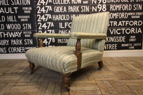 English Antique Deep Seated Open Armchair.