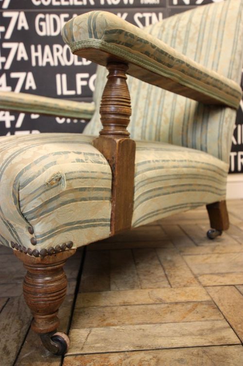 fig 1. English Antique Deep Seated Open Armchair.