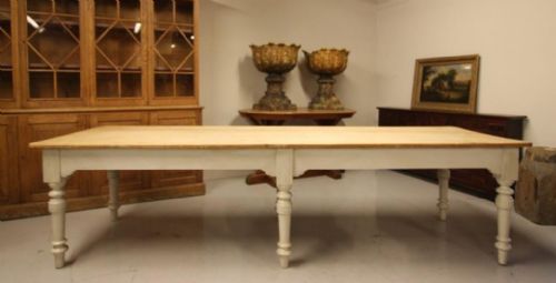 Large English Antique Pine Dining Table.