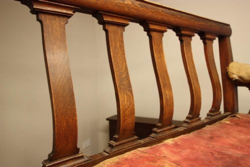 fig 1. Handsome English Oak & Leather Sofa.