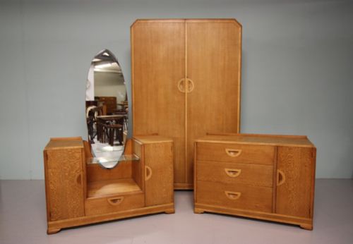 English Art Deco Bedroom Suite in Silky Oak.