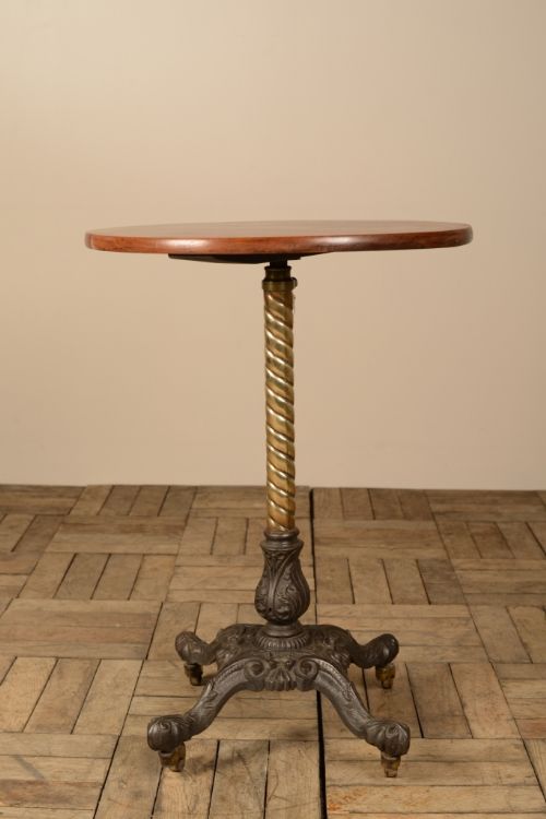 fig 1. English Antique Cast Iron & Mahogany Adjustable Table