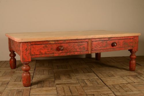 English Antique Coffee Table in Original Paint