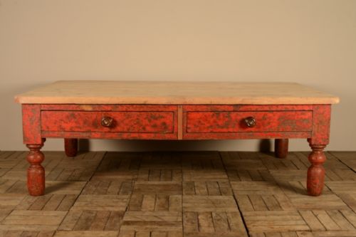 fig 1. English Antique Coffee Table in Original Paint
