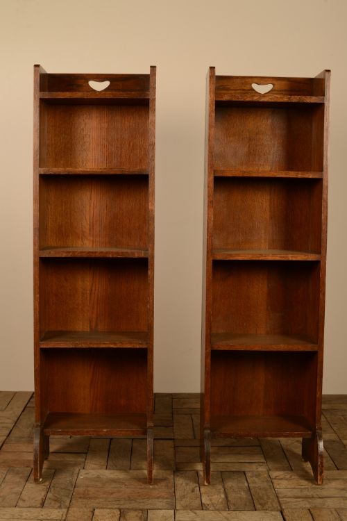 fig 1. Pair of Liberty's Antique Oak Slender Bookcases