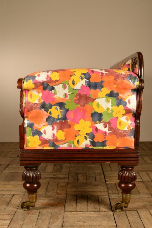 fig 2. Regency Antique Mahogany Sofa in Zany Fabric