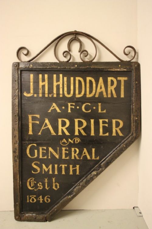 Original Antique Painted Pine Farrier Sign