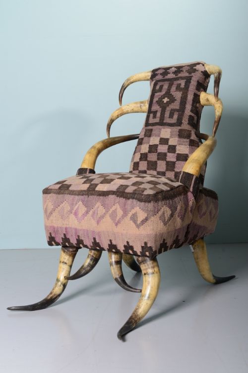 Original English Antique Cow Horn Chair
