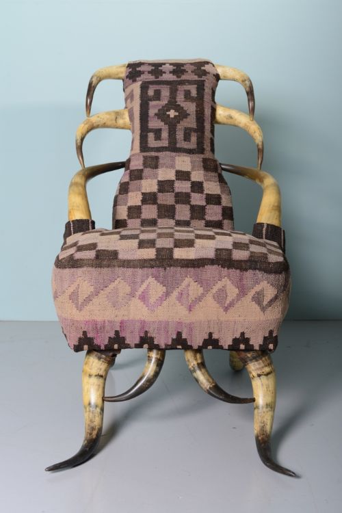 fig 1. Original English Antique Cow Horn Chair