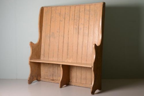 Georgian Antique Tall Backed Painted Pine Settle
