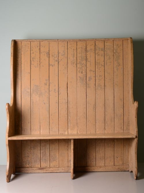 fig 1. Georgian Antique Tall Backed Painted Pine Settle
