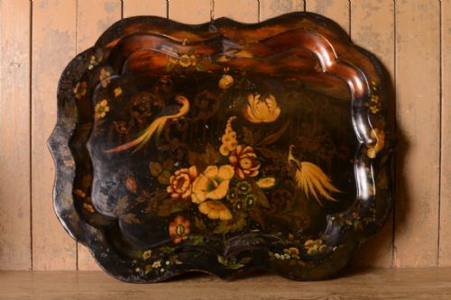 Large Regency Antique Pontypool Toleware Tin Tray.