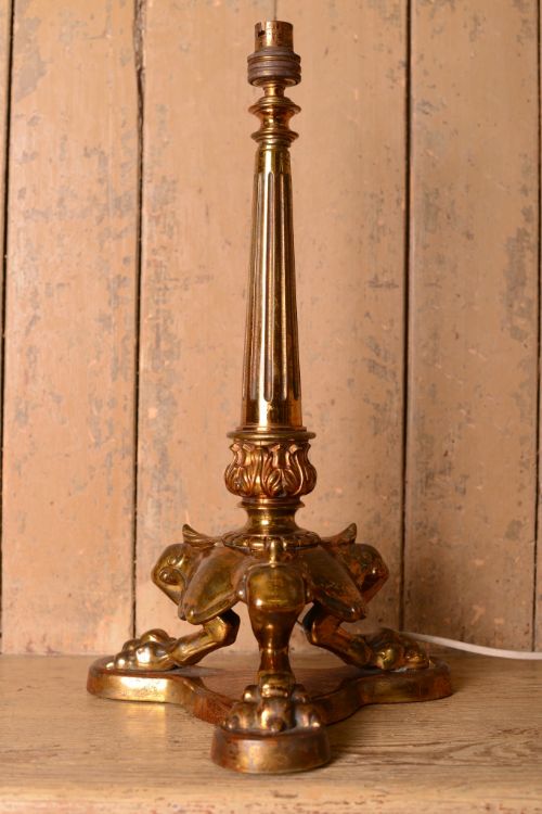 fig 1. 19th Century Antique Patinated Brass Table Lamp