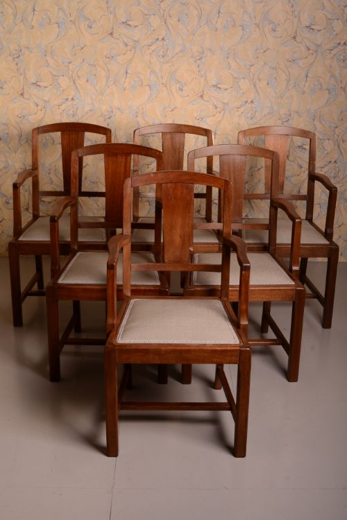 Set of Six Antique Ships Carver Dining Chairs