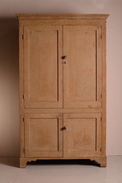 English Georgian Antique Painted Pine Cupboard