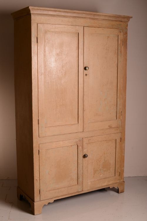 fig 1. English Georgian Antique Painted Pine Cupboard
