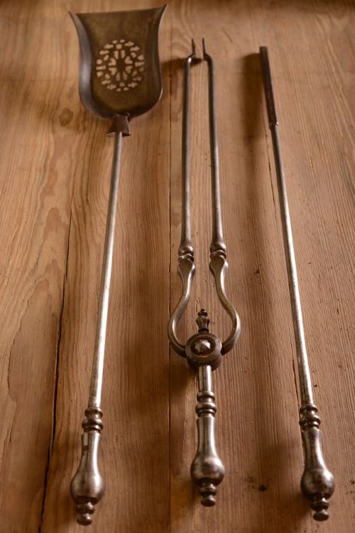Georgian Set of Antique Steel Fire Irons