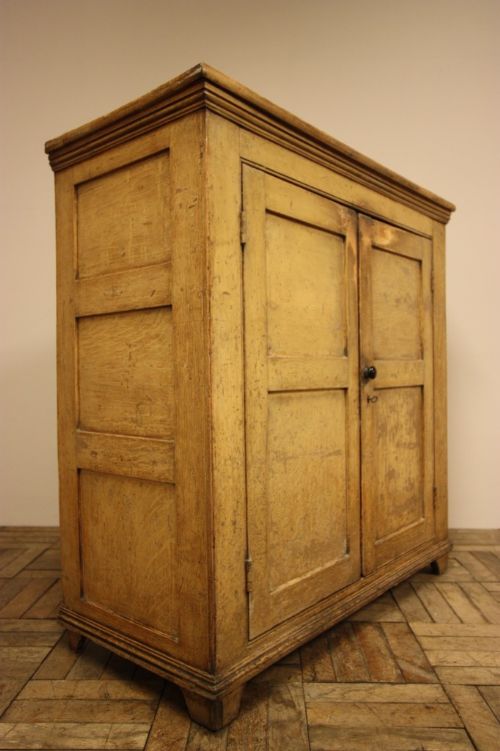 Georgian Antique Pine Cupboard in Original Cream Paint