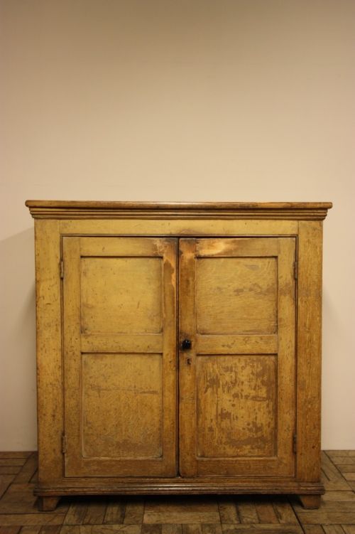 fig 1. Georgian Antique Pine Cupboard in Original Cream Paint
