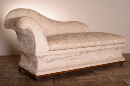 Unusual English Antique Chaise Longue & Ottoman