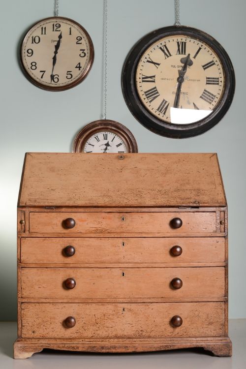 fig 1. Georgian Antique Pine Bureau in Original Cream Paint
