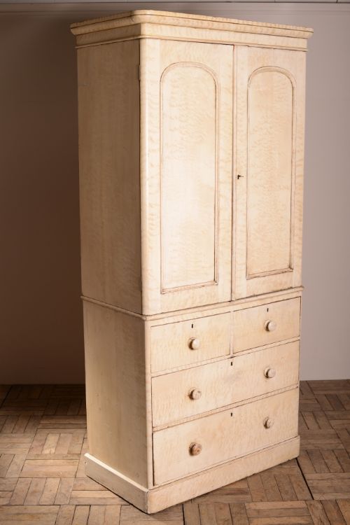 Original Painted Pine Antique Linen Press Cupboard