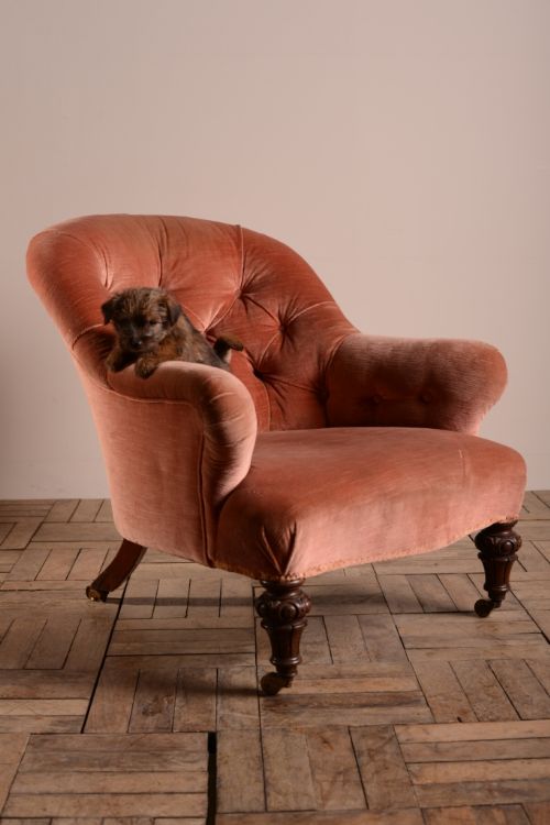 fig 1. Deep English Antique Upholstered Armchair