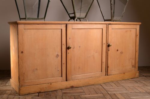 Regency Antique Pine Three Door Kitchen Cupboard