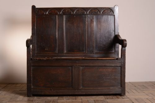 Early Georgian Antique  Box Seat Settle