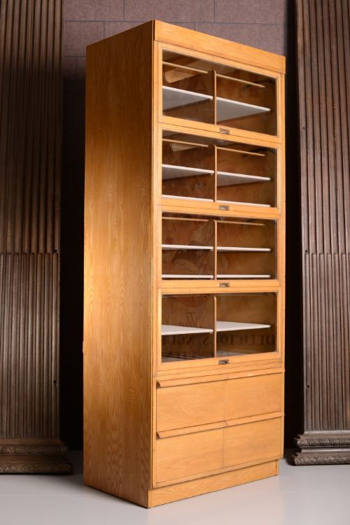 fig 1. English 1930's Oak Shirt Cabinet