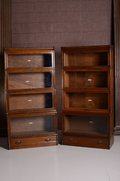 Pair of Antique Oak Globe Wernicke Bookcases
